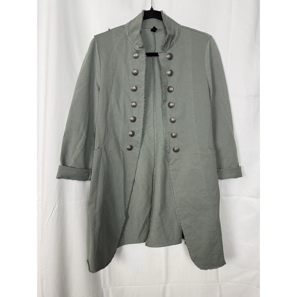 Venti6 Women's Italian Sergeant Pepper Military Longline Jacket Light Gray Small